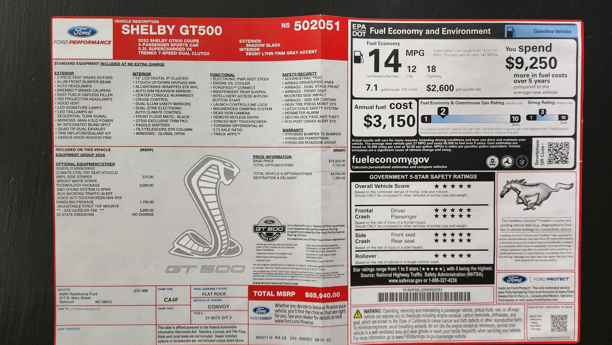 2022 Ford Mustang Shelby GT500 - Image 14